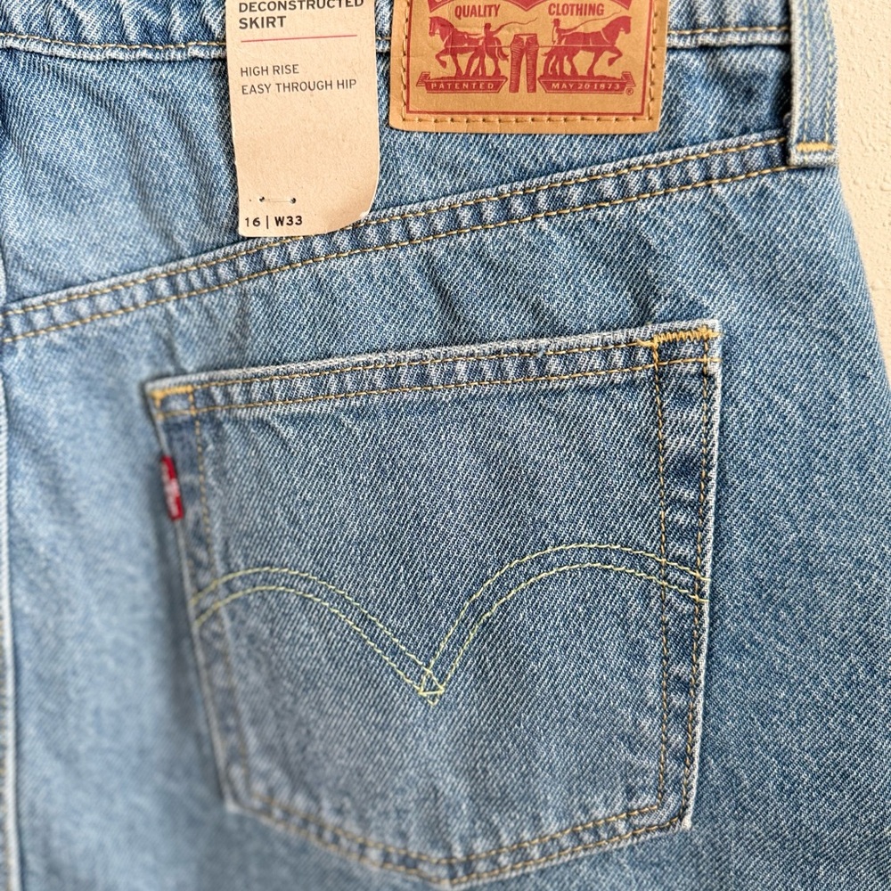Levi’s High Rise Deconstructed Denim Skirt NWT Size 16 W33 - Picture 4 of 8